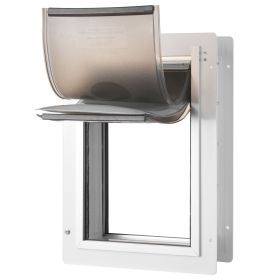 Pet Door, 14.25" x 21.1" Metal Frame with Lock and 3-Flap System, Weatherproof Doggy Door, Easy to Install in Interior or Exterior Walls