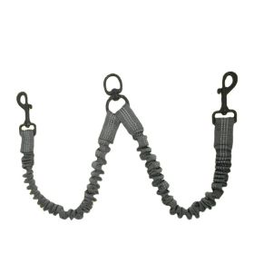 Pet Dog Double Leashes - No Tangle Dog Leash Coupler; Comfortable Shock Absorbing Reflective Bungee Lead for Nighttime Safety; Dual Dog Training (colour: light Grey, Specification (L * W): 2.5*50cm)